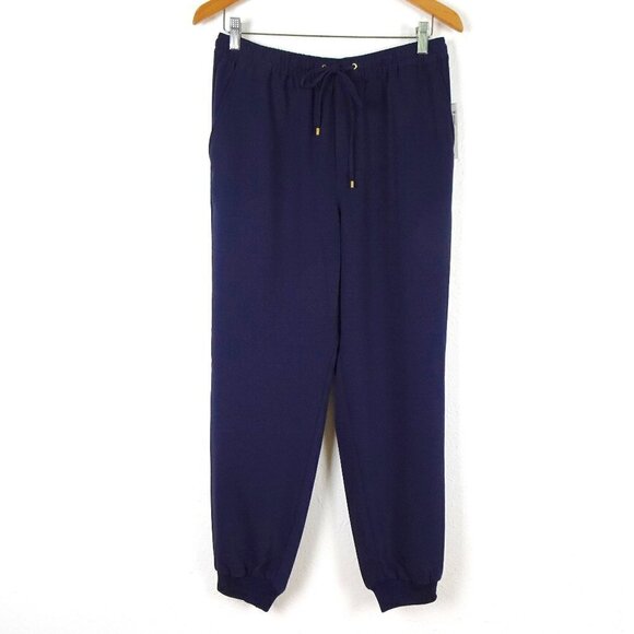 Ralph Lauren Dress Jogger Pants Women's Size 4 Blue Elastic Waist Ribbed Cuffs - Picture 1 of 11